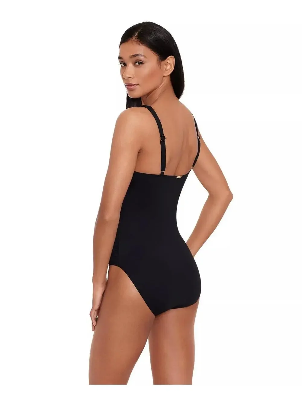 130$ Lauren Ralph Lauren Front-Tie One-Piece Swimsuit Women's Size 16 Black